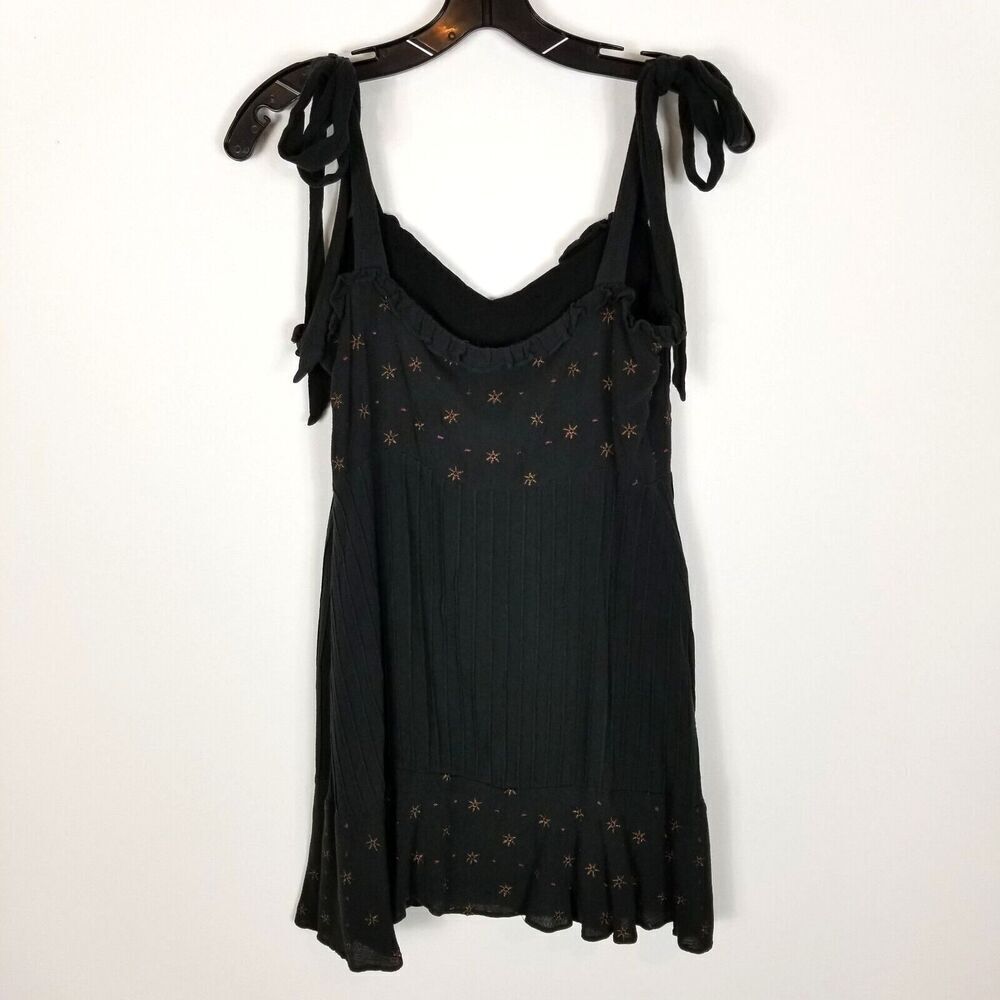Stevie May Women Celeste Star‎ Embroidered Mini dress Size M Black Sleeveless